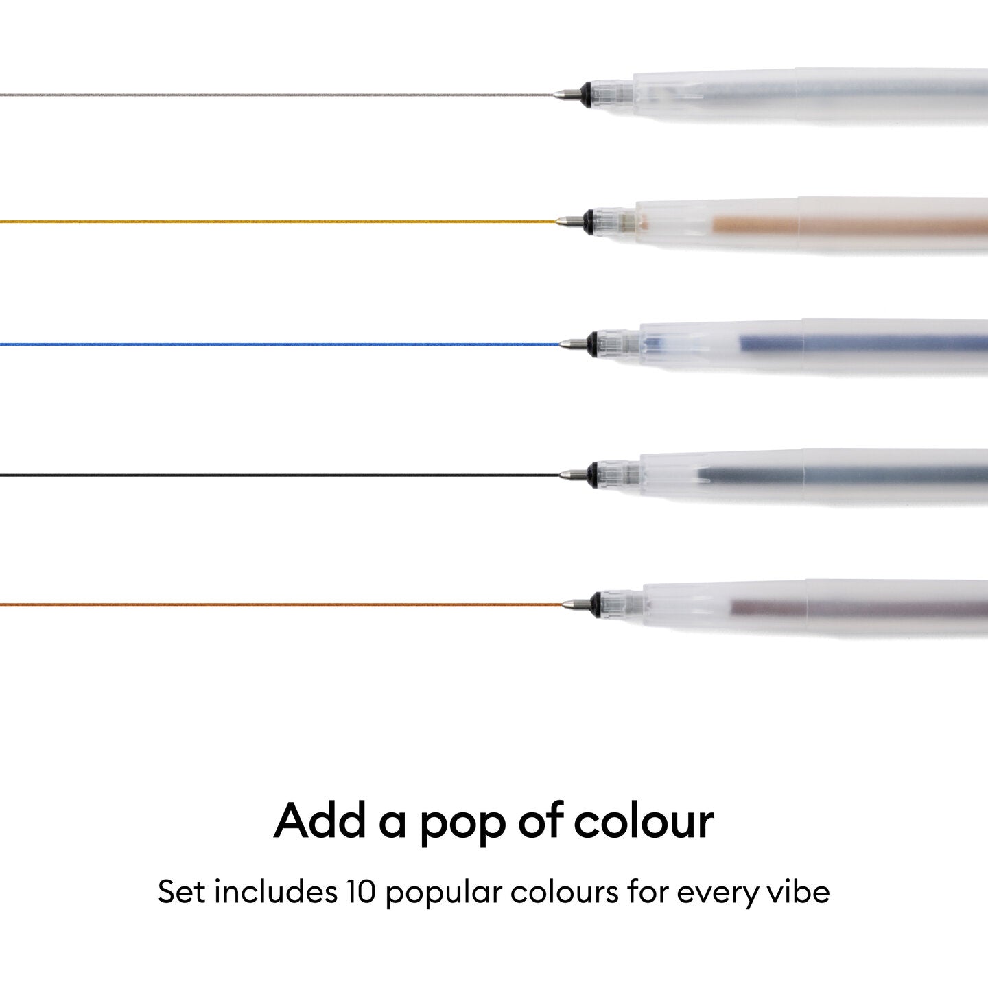 Glitter Gel Pens 0.8 mm, Rainbow Sampler (10 ct) + Adapter
