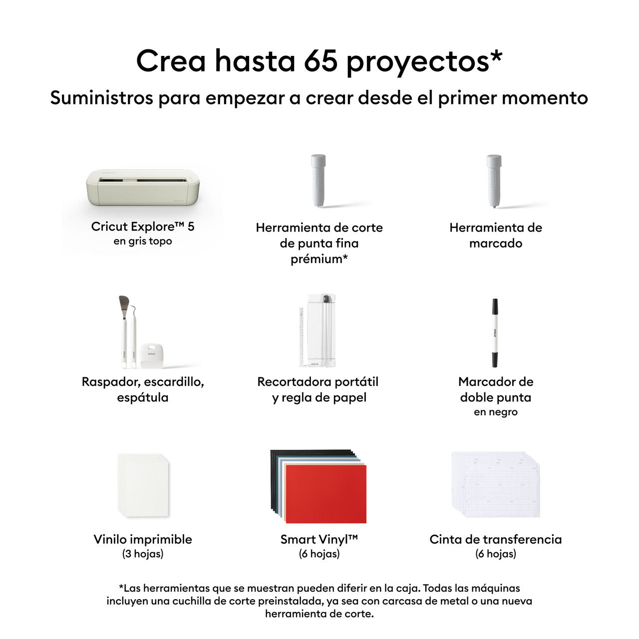 Plotter de Corte Cricut Explore 5 Essential Bundle – Kit de Herramientas y Materiales