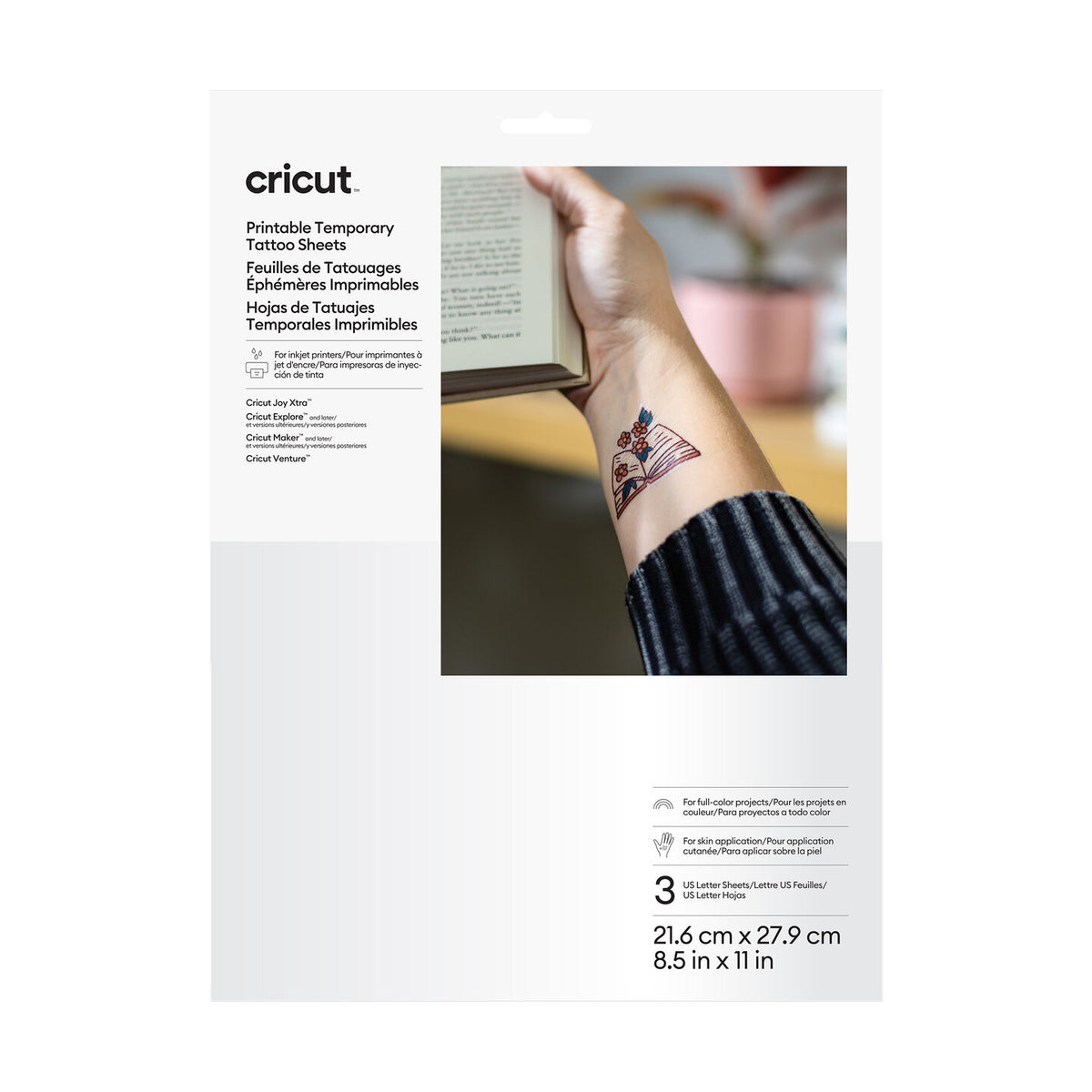 Hojas Imprimibles para Tatuajes Temporales Cricut® 21,6 × 27,9 cm (3 unidades)