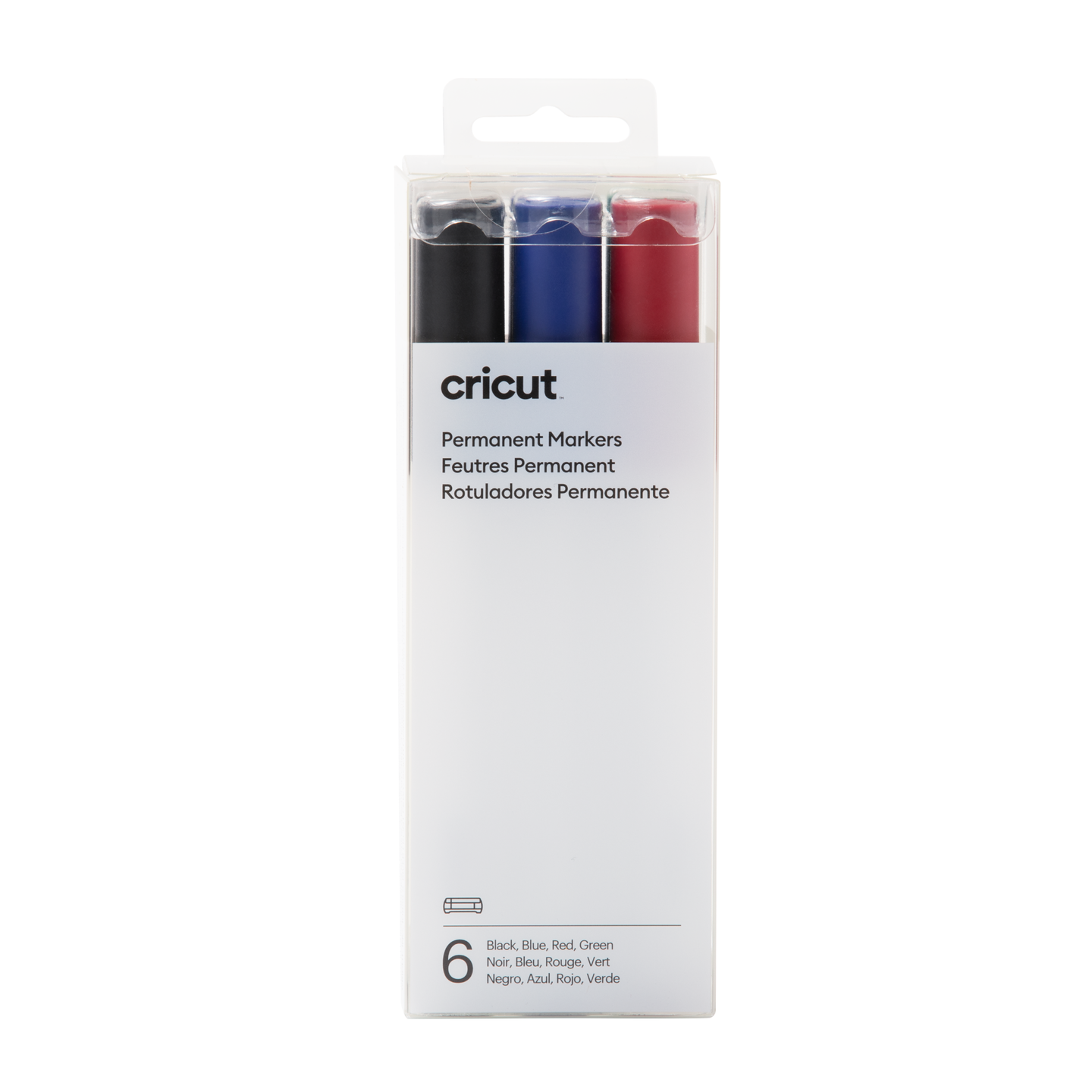 Marcadores permanentes Cricut®, 2,5 mm, negro, azul, rojo y verde (6 unidades)