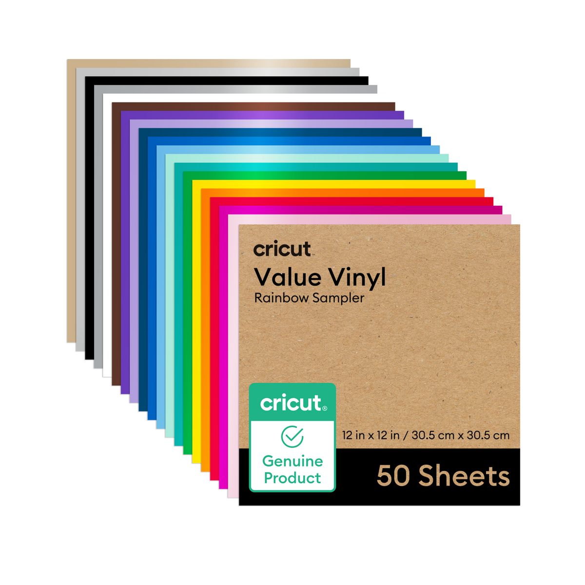 Cricut Value Vinyl – Rainbow Sampler Permanente (50 hojas)