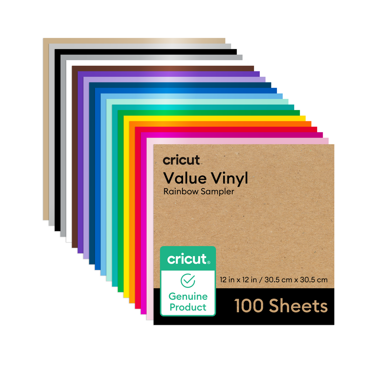 Vinil Adhesivo Permanente Cricut Value – Surtido arcoíris (100 hojas)